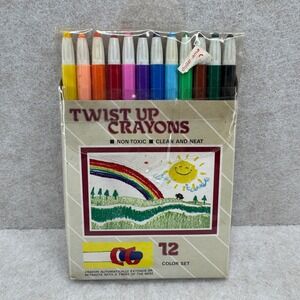 Vintage 1985 Action Industries Twist Up Crayons 12‎ Color Set